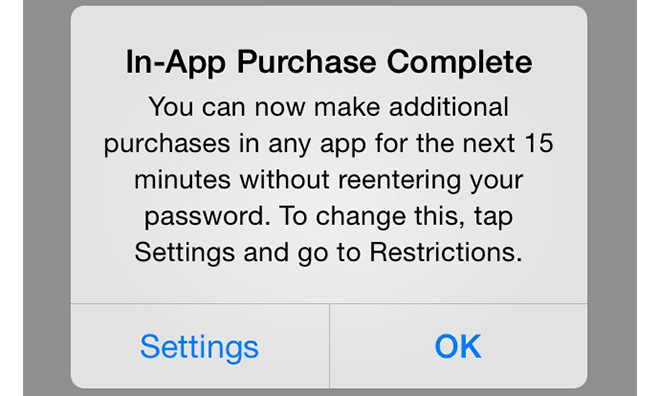 iOS最新版本应用内购买有提醒，防儿童无意操作